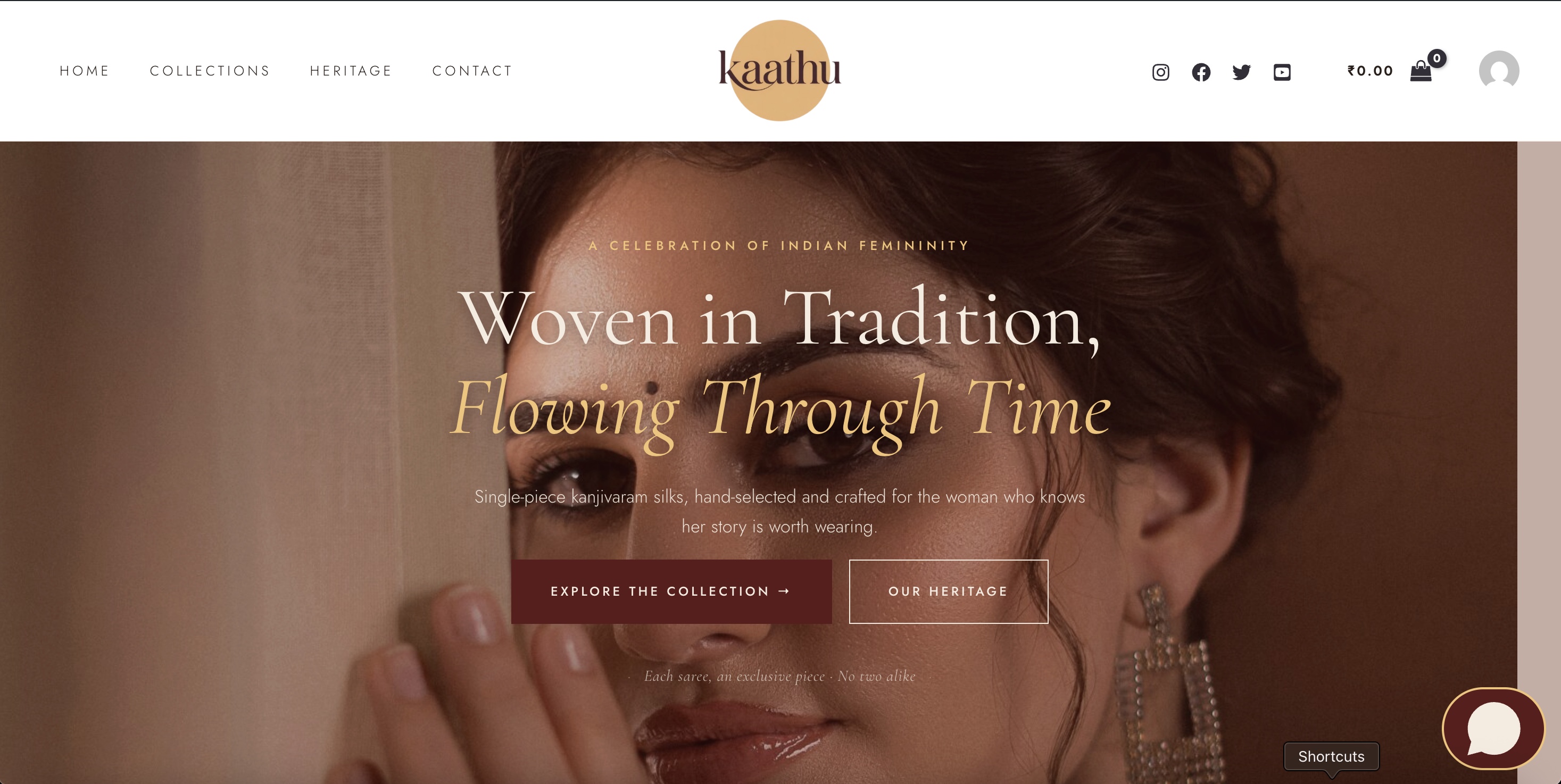 Kaathu homepage — heritage Kanjivaram store with hero and collection