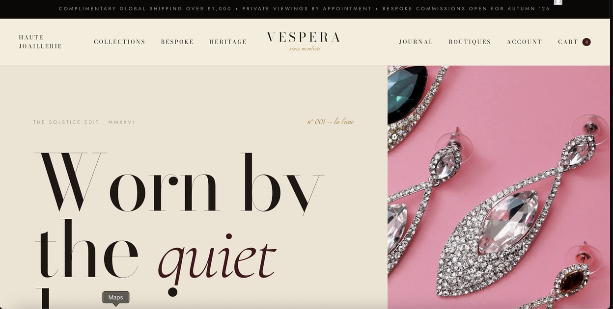 VESPERA Maison homepage — Worn by the quiet luminous
